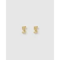 Izoa - Number 5 Stud Earrings - Jewellery (Gold) Number 5 Stud Earrings