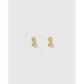 Izoa - Number 1 Stud Earrings - Jewellery (Gold) Number 1 Stud Earrings