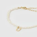 Miz Casa and Co - Pearl Letter U Bracelet - Jewellery (Gold) Pearl Letter U Bracelet