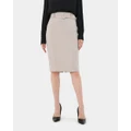 Forcast - Sanvi Belted Pencil Skirt - Pencil skirts (Dark Beige) Sanvi Belted Pencil Skirt