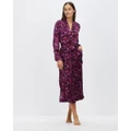 David Lawrence - Romaine Silk Sleep Robe - Sleepwear (WINE MULTI) Romaine Silk Sleep Robe