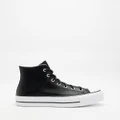 Converse - Chuck Taylor All Star Leather Platform Women's - Lifestyle Sneakers (Black, Black & White) Chuck Taylor All Star Leather Platform - Women's