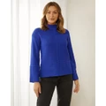 Atmos&Here - Maria High Neck Knit Jumper - Jumpers & Cardigans (Cobalt Blue) Maria High Neck Knit Jumper