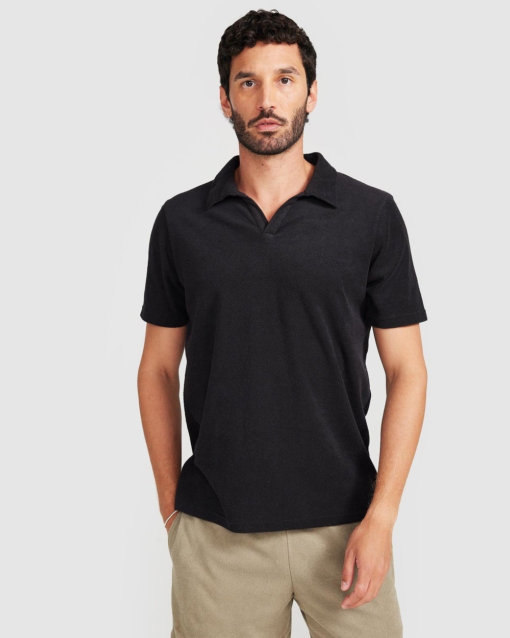 Vacay Swimwear - Black Terry Polo - Casual shirts (Black) Black Terry Polo