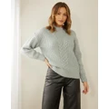 Atmos&Here - Sienna Cable Crew Neck Jumper - Jumpers & Cardigans (Green Marle) Sienna Cable Crew Neck Jumper