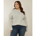 Atmos&Here Curvy - Sienna Cable Crew Neck Jumper - Jumpers & Cardigans (Grey Marle) Sienna Cable Crew Neck Jumper
