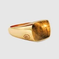Nialaya Jewellery - Men's Gold Signet Ring with Brown Tiger Eye - Jewellery (gold) Men's Gold Signet Ring with Brown Tiger Eye