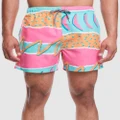 Boardies - Boardies Fresh Prince Mid Length Swim Shorts - Swimwear (Pink) Boardies Fresh Prince Mid Length Swim Shorts