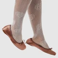 High Heel Jungle - Heart Knit Tights - Socks & Tights (White) Heart Knit Tights