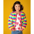Rock Your Kid - Fluorescent Stripe Faux Fur Jacket Kids - Coats & Jackets (Fluorescent) Fluorescent Stripe Faux Fur Jacket - Kids
