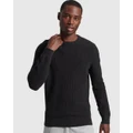 Superdry - Vintage Textured Crew Knit - Jumpers & Cardigans (Raven Black Heather) Vintage Textured Crew Knit