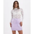Dazie - Ever Chic Satin Mini Skirt - Clothing (Lavender) Ever Chic Satin Mini Skirt