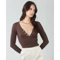 Lakeyo - Lilith Knitted Top Chocolate - Tops (Brown) Lilith Knitted Top - Chocolate