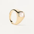 PDPAOLA - Square Shimmer Stamp Ring - Jewellery (Gold) Square Shimmer Stamp Ring