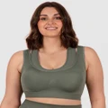 B Free Intimate Apparel - Double Racer Seamless Padded Sports Bra (B C D DD E F) Cup - Sports Bras (Khaki) Double Racer Seamless Padded Sports Bra (B-C-D-DD-E-F) Cup
