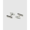 Oxford - Colour Insert Cuff Link Set - Ties & Cufflinks (Metallic Silver) Colour Insert Cuff Link Set