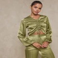 AERE - Ruched Front Top - Tops (Olive) Ruched Front Top