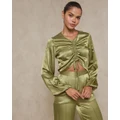 AERE - Ruched Front Top - Tops (Olive) Ruched Front Top
