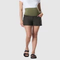 Soon Maternity - Nala Overbelly Linen Shorts - Shorts (KHAKI) Nala Overbelly Linen Shorts