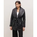 Minima Esenciales - Syler Padded Faux Leather Jacket - Coats & Jackets (Black) Syler Padded Faux Leather Jacket