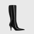 Wittner - Varon Patent Leather Cone Heel Long Boots - Knee-High Boots (Black) Varon Patent Leather Cone Heel Long Boots
