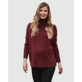 Angel Maternity - All in One Maternity Reversible Knit Jumper Maple - Jumpers & Cardigans (Maple) All in One Maternity Reversible Knit Jumper Maple