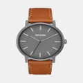 Nixon - Porter Leather Watch - Watches (Gunmetal & Charcoal & Taupe) Porter Leather Watch