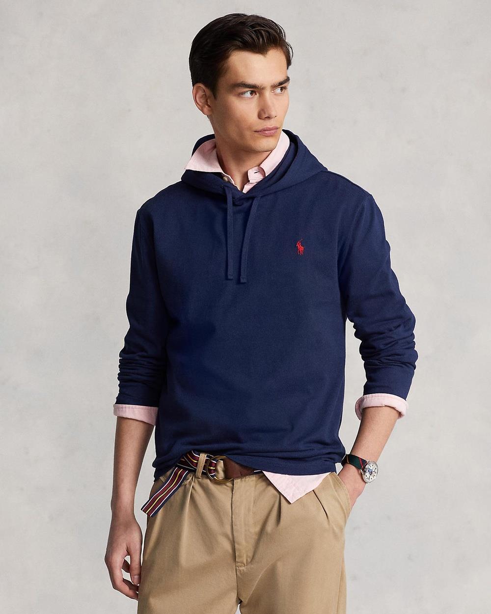 Polo Ralph Lauren - Jersey Hooded T Shirt - Hoodies (Newport Navy) Jersey Hooded T-Shirt