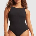 Seafolly - Sea Dive High Neck One Piece - One-Piece / Swimsuit (Black) Sea Dive High Neck One Piece