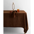 Aura Home - Vintage Linen Tablecloth - Home (Brown) Vintage Linen Tablecloth