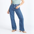 Dr Denim - Moxy Straight Jeans - High-Waisted (Cape Dark Plain) Moxy Straight Jeans