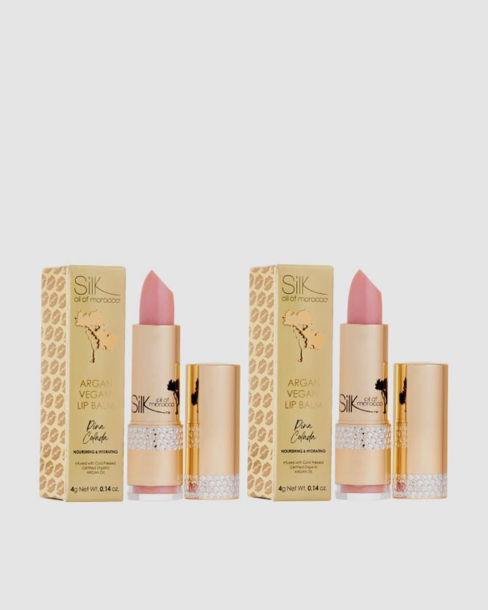 Silk Oil of Morocco - Argan Lip Balm Duo Pack Pina Colada Value Pack - Beauty (Pink) Argan Lip Balm - Duo Pack - Pina Colada - Value Pack