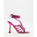 TOPSHOP - Ella Caged Heeled Sandals With Ankle Tie - Mid-low heels (Pink) Ella Caged Heeled Sandals With Ankle Tie