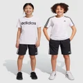 adidas Sportswear - Essentials 3 Stripes Woven Shorts Teens - Shorts (Black & White) Essentials 3-Stripes Woven Shorts - Teens