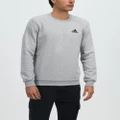adidas Sportswear - Essentials Fleece Sweatshirt - Crew Necks (Medium Grey Heather & Black) Essentials Fleece Sweatshirt