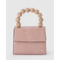 Olga Berg - Caylee Wood Bead Handle Bag - Clutches (Pink) Caylee Wood Bead Handle Bag