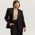 Country Road - Organically Grown Linen Yarn Dyed Blazer - Coats & Jackets (Black) Organically Grown Linen Yarn Dyed Blazer