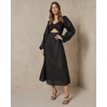 AERE - Twist Front Midi Dress - Dresses (Black) Twist Front Midi Dress