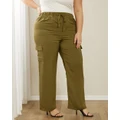 Atmos&Here Curvy - Jade Relaxed Cargo Pants - Pants (Dark Khaki) Jade Relaxed Cargo Pants