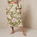 AERE - Midi Wrap Skirt - Skirts (Hazel Print) Midi Wrap Skirt