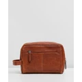Double Oak Mills - George Leather Washbag - Bags & Tools (Tan) George Leather Washbag