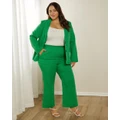 Atmos&Here Curvy - Valencia Textured Pants - Pants (Green) Valencia Textured Pants