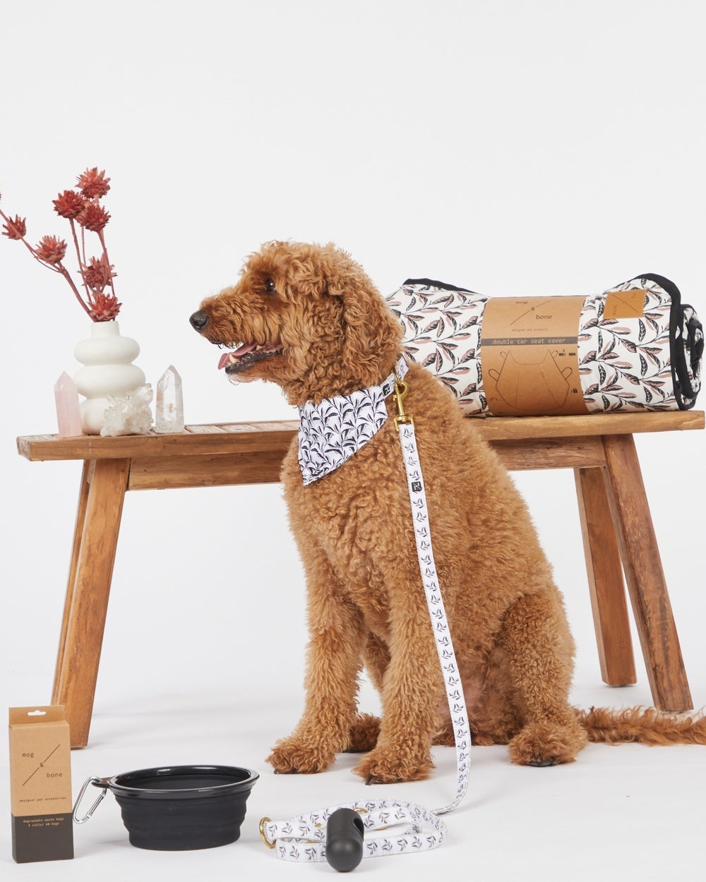 Mog & Bone - Multi Function Hemp Dog Lead Shadow Quartz - Home (White) Multi-Function Hemp Dog Lead - Shadow Quartz