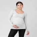 Ripe Maternity - Organic Tube Top - Long Sleeve T-Shirts (Silver) Organic Tube Top