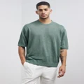 AERE - Linen Knit Tee - T-Shirts & Singlets (Olive) Linen Knit Tee