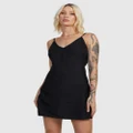 RVCA - Off Duty Bias Mini Dress For Women - Dresses (WASHED BLACK) Off Duty Bias Mini Dress For Women