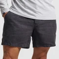 Superdry - Studios Overdyed Linen Shorts - Shorts (Blue Graphite) Studios Overdyed Linen Shorts