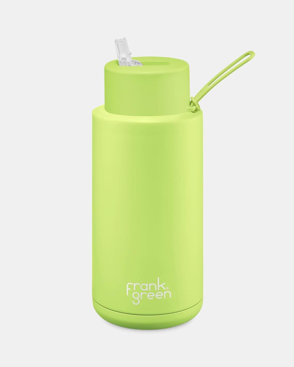 Frank Green - 34oz Stainless Steel Ceramic Reusable Bottle with Straw Lid - Home (Pistachio Green) 34oz Stainless Steel Ceramic Reusable Bottle with Straw Lid