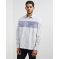 Armani Exchange - Iconic Exclusive Camicia Shirt - Shirts & Polos (White & Blue) Iconic Exclusive Camicia Shirt
