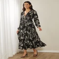 Atmos&Here - Audrina Split Midi Dress - Printed Dresses (Black Floral) Audrina Split Midi Dress